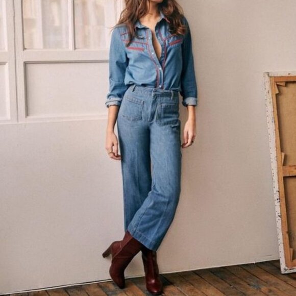 Sezane Juno Denim Cropped Jeans, Sz 38/6, BNWT - Picture 3 of 8